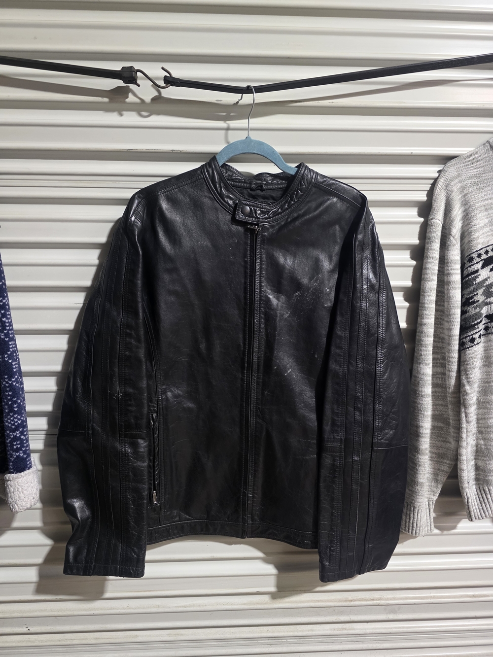 Merona Black Leather Bomber Jacket
